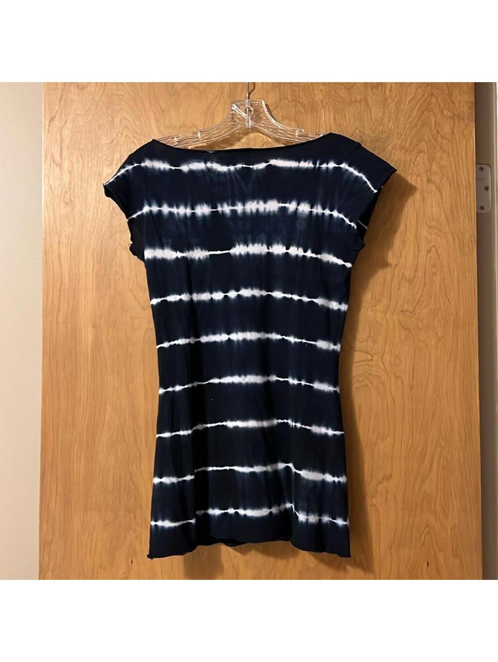 Lucky Brand Lucky Tees Navy Shibori Tie Dye Cap Sleeve Tunic Top Women's - Picture 2 of 6